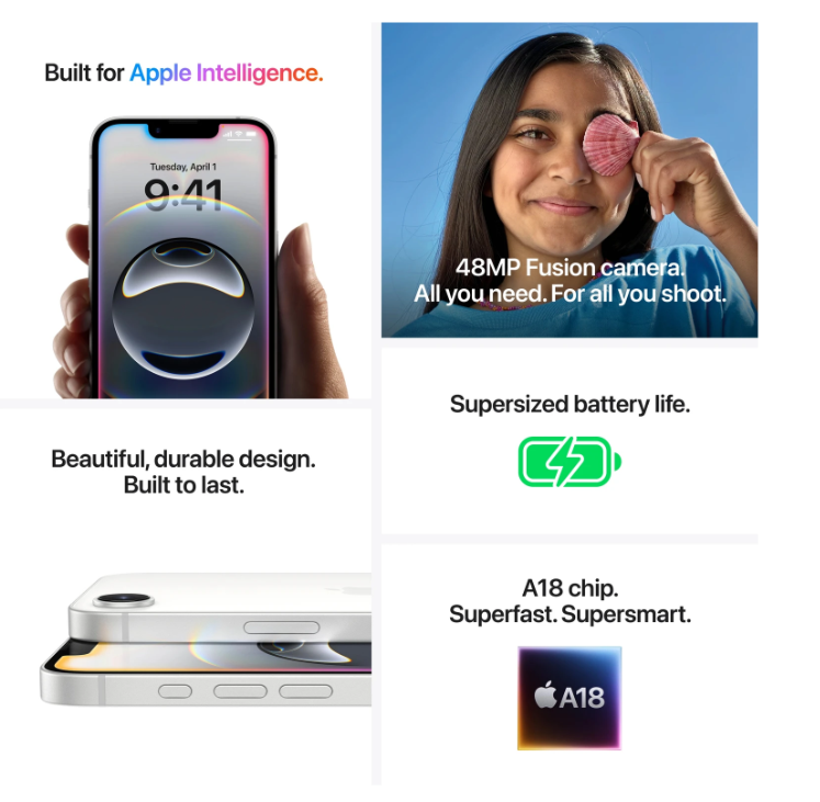 Apple iPhone 16 (White, 128 GB) view 8