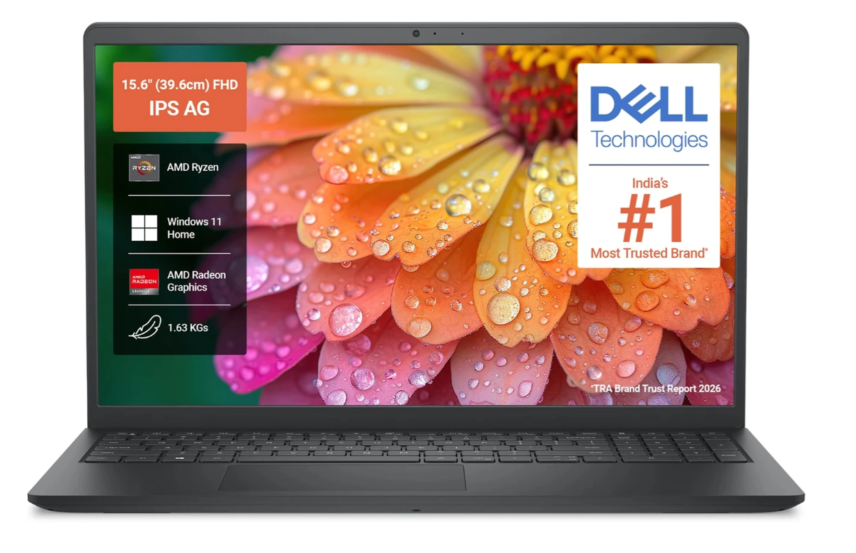 DELL 15 AMD Ryzen 5 Quad Core 7520U - (8 GB/512 GB SSD/Windows 11 Home) DC15255 / 15 D15260 Thin and Light Laptop (15.6 inch, Carbon Black, 1.63 Kg)