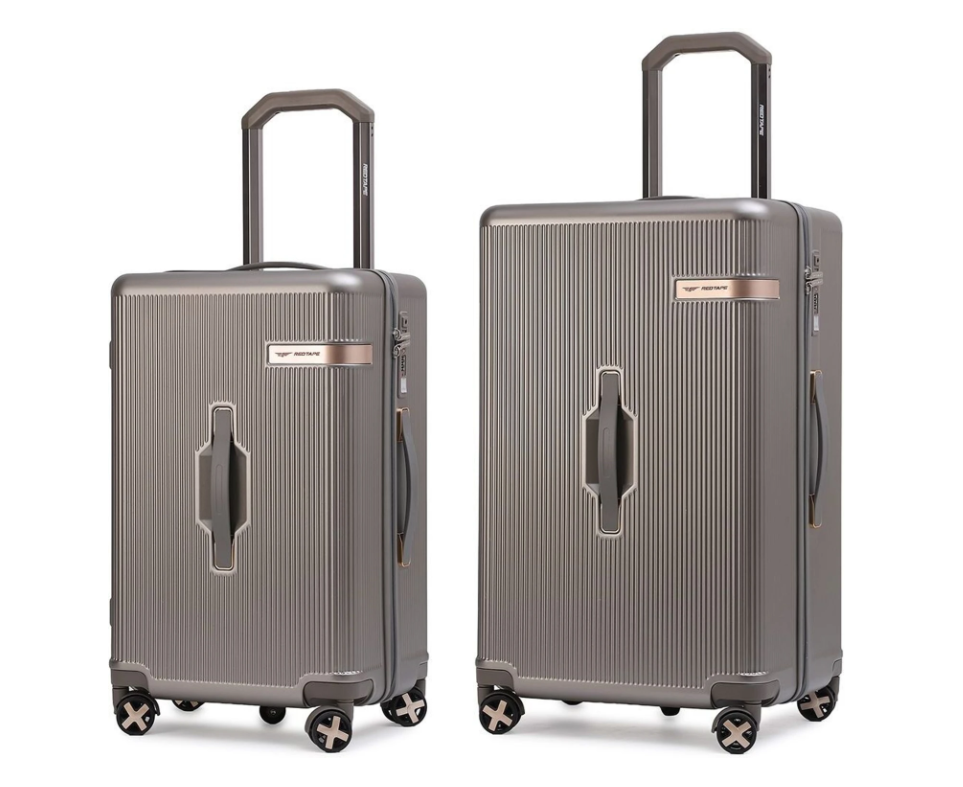 Red Tape Hard Body Set of 2 Luggage 8 Wheels - Unisex Set of 2 Hard Large & Medium Trolley Bag with USB Port Mobile Holder - Gold